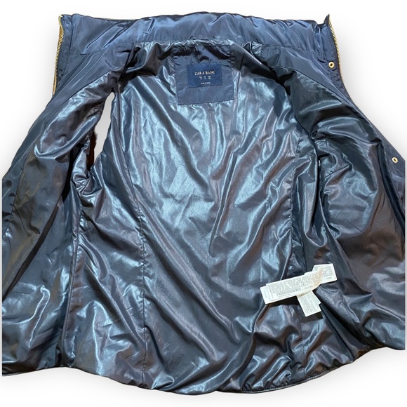 2for$35 NWOT ZARA Blue Puffer Vest with Hood Size Medium - Picture 12 of 16